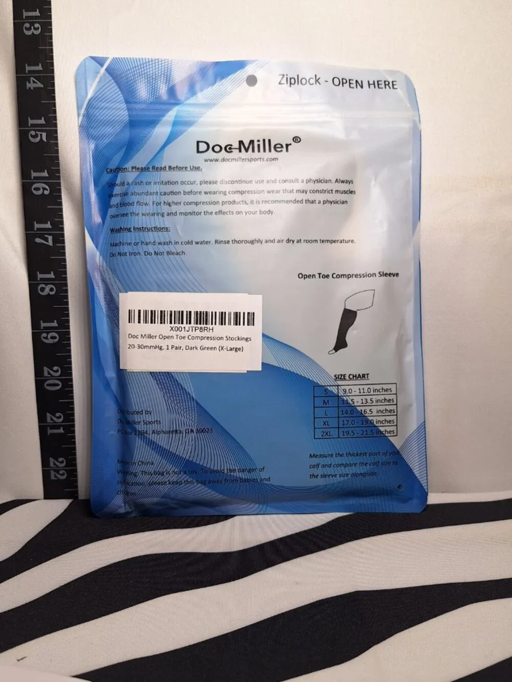 Doc Miller Compression Open Toe Compression Socks, 1 Pair, Dark Green
